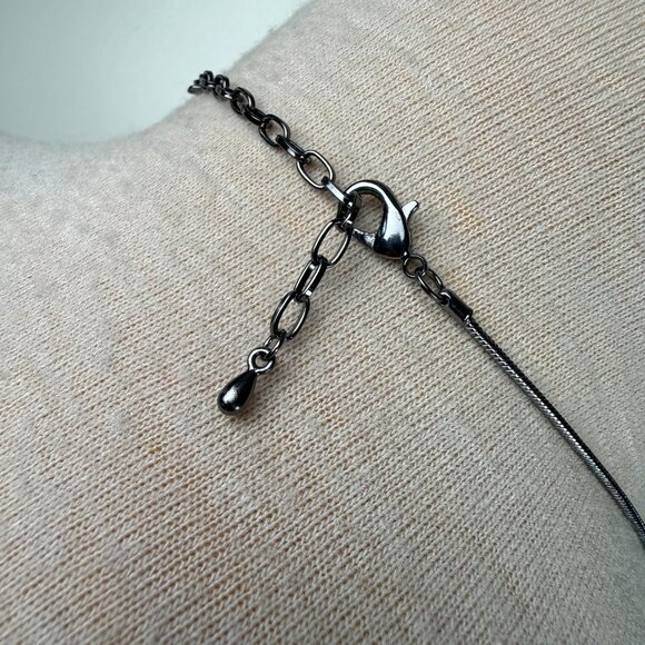 Two Piece Necklace & Earring Set - Enamel & Rhinestone Flower Necklace 16.5 - 20 - Picture 13 of 14